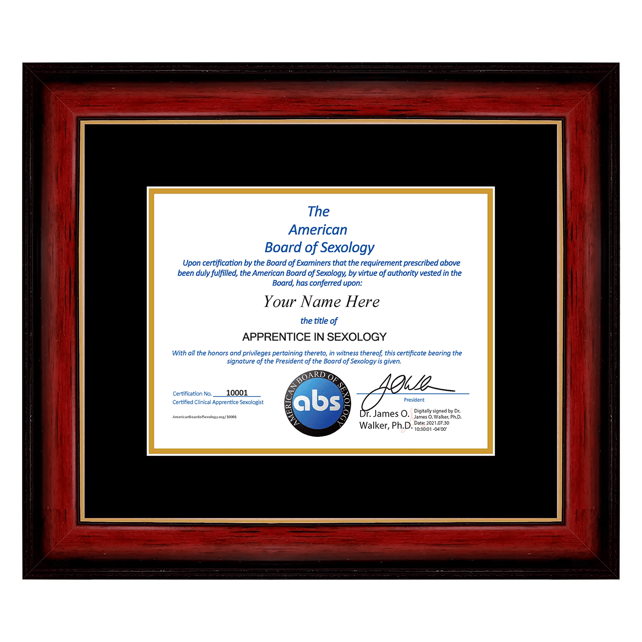 American Board of Sexology Certified Apprentice in Sexology Certification