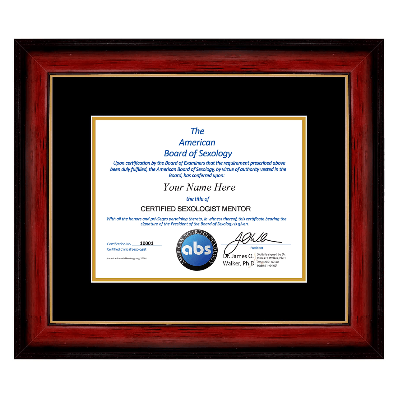 American Board of Sexology Certified Mentor Sexologist Certification