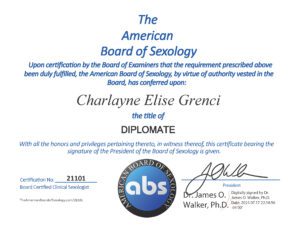Dr. Charlayne Grenci ABS Certificate