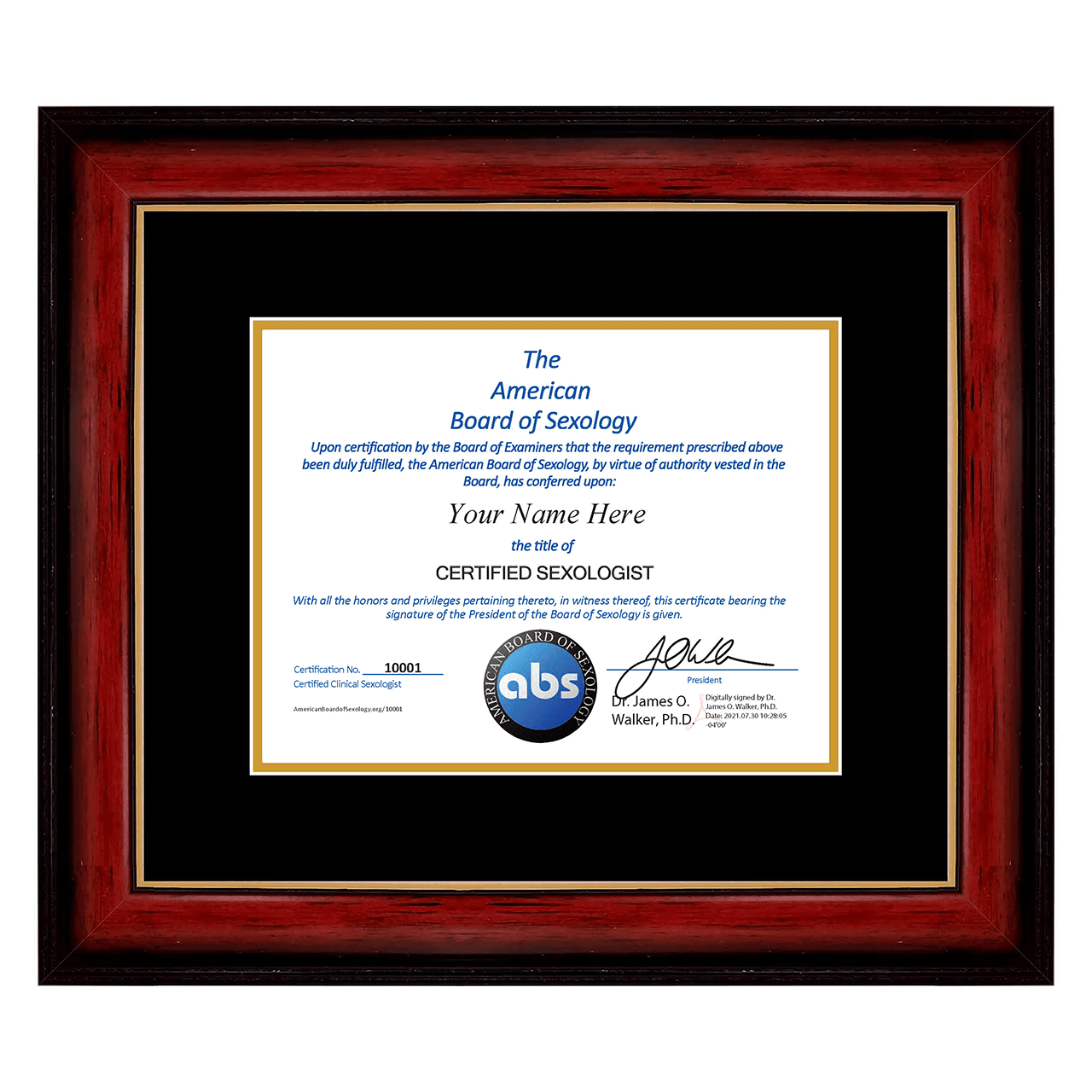 American Board of Sexology Certified Sexologist Certification