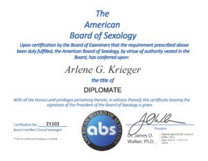 Dr. Arlene Krieger ABS Certificate