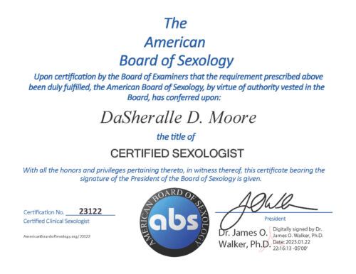 The American Board of Sexology - DaSheralle Moore Certified Sexologist